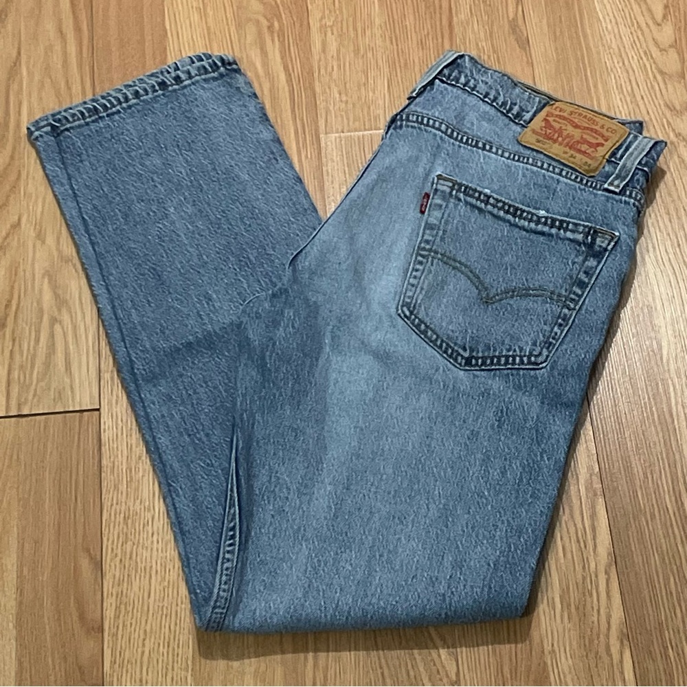 Levis 502 Men’s 34x34 (32x31) Tapered Straight Fit Jeans Light Blue Western